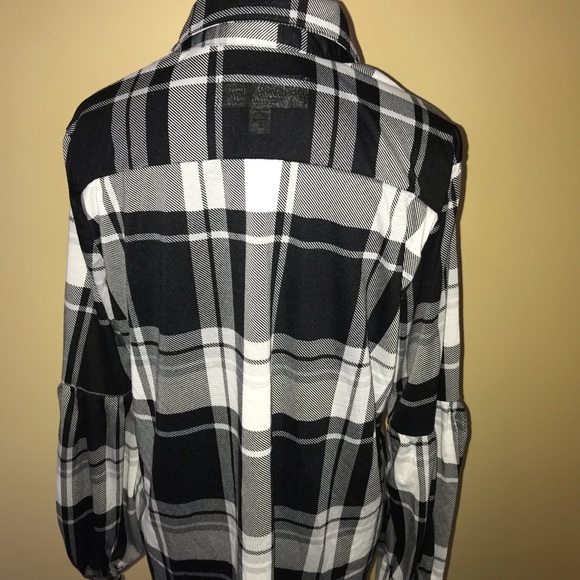 French Laundry Black Plaid Tie Shirt Size Large - Picture 4 of 8